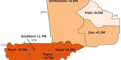Mapa Mali biztanleria